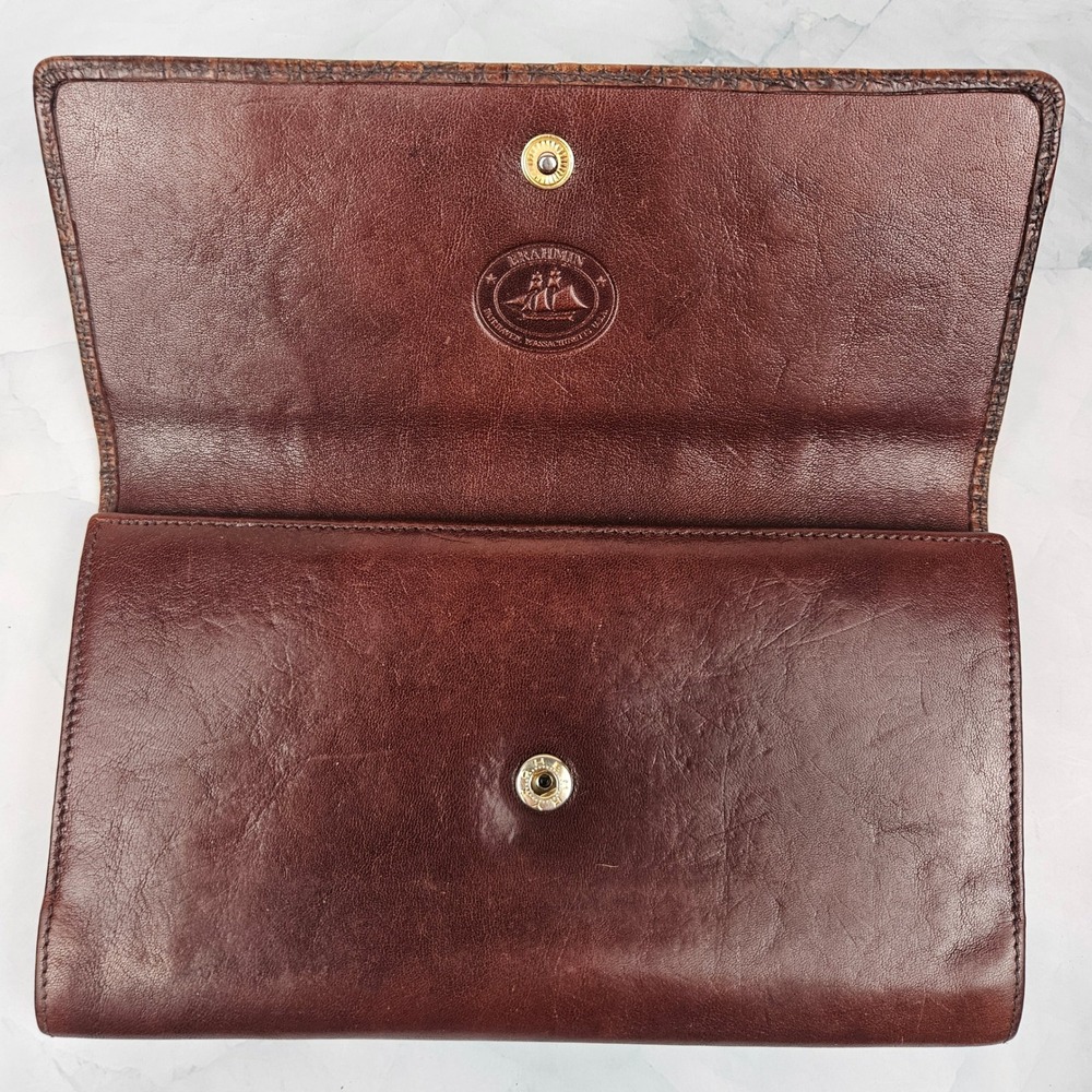 Brahmin Tuscan Croc leather wallet, two toned brown checkbook vintage wallet - Picture 3 of 10